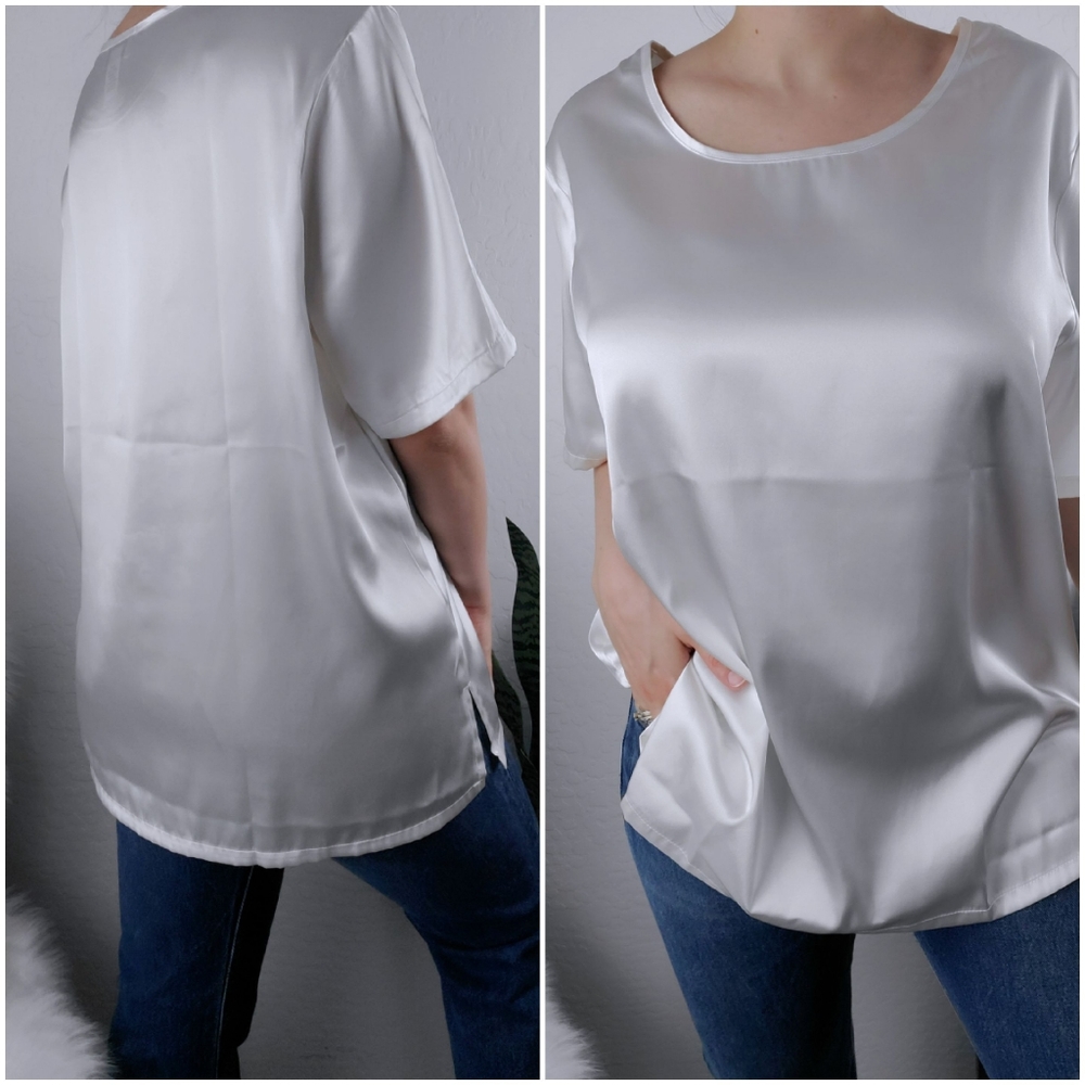Vintage Satin White Blouse